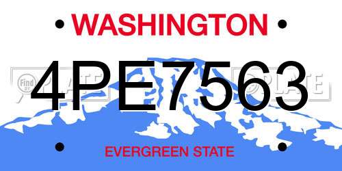 4PE7563 Washington License Plate