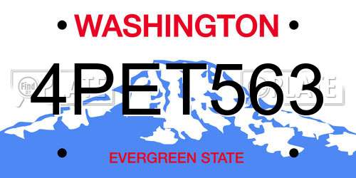 4PET563 Washington License Plate