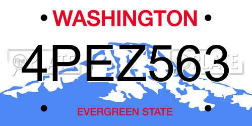 4PEZ563 Washington License Plate