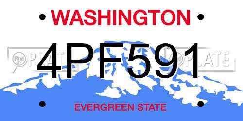 4PF591 Washington License Plate