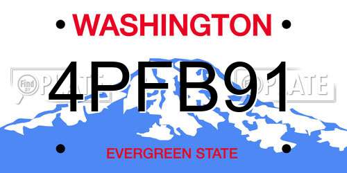 4PFB91 Washington License Plate