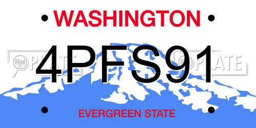 4PFS91 Washington License Plate