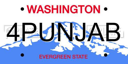4PUNJAB Washington License Plate