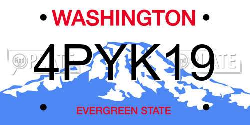 4PYK19 Washington License Plate