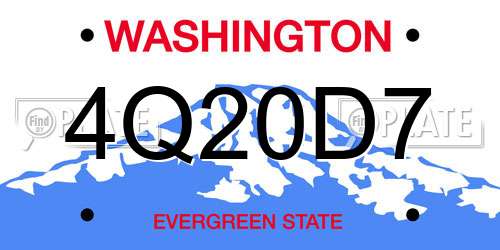 4Q20D7 Washington License Plate