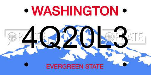 4Q20L3 Washington License Plate