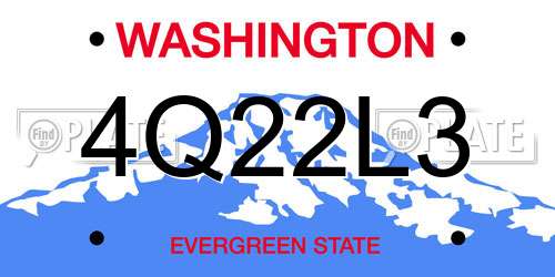 4Q22L3 Washington License Plate