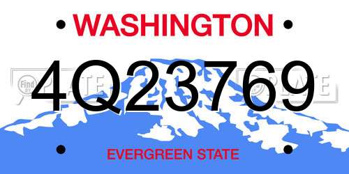 4Q23769 Washington License Plate
