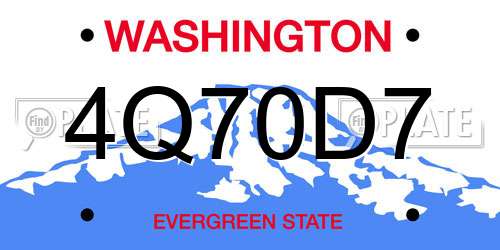 4Q70D7 Washington License Plate