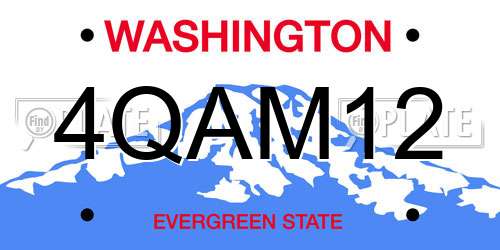 4QAM12 Washington License Plate
