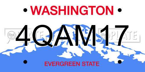 4QAM17 Washington License Plate