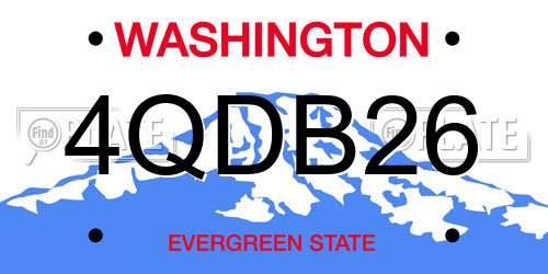 4QDB26 Washington License Plate