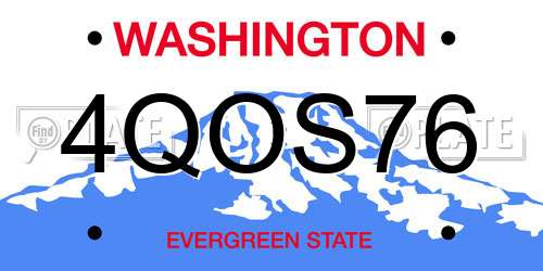 4QOS76 Washington License Plate