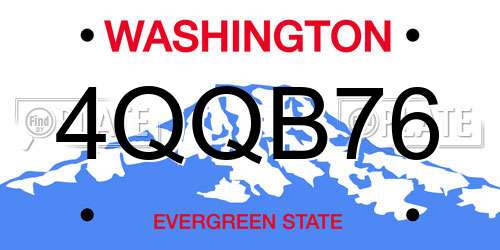 4QQB76 Washington License Plate