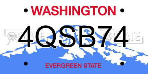 4QSB74 Washington License Plate