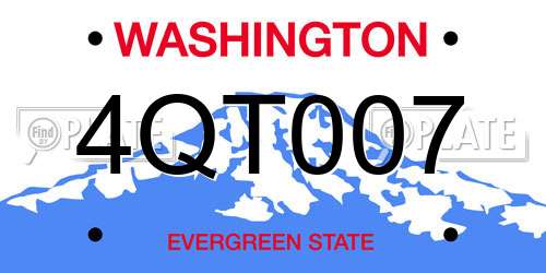 4QT007 Washington License Plate