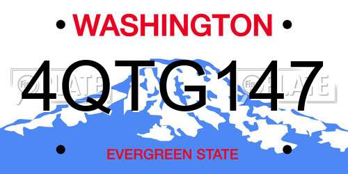 4QTG147 Washington License Plate
