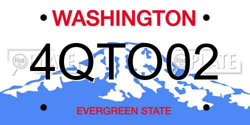 4QTO02 Washington License Plate