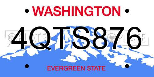 4QTS876 Washington License Plate