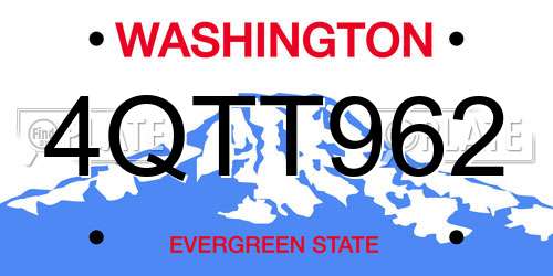 4QTT962 Washington License Plate