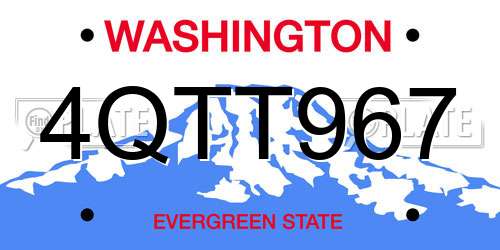 4QTT967 Washington License Plate