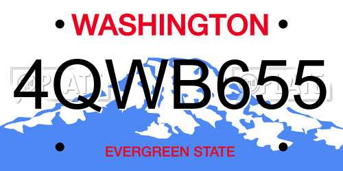 4QWB655 Washington License Plate