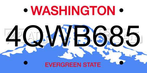 4QWB685 Washington License Plate