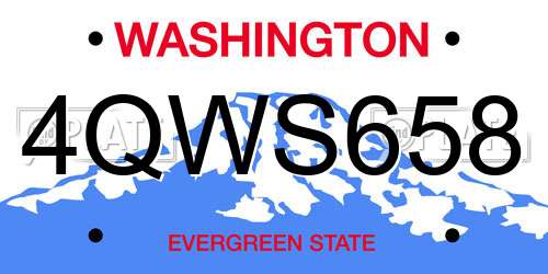4QWS658 Washington License Plate