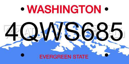 4QWS685 Washington License Plate