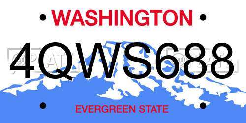 4QWS688 Washington License Plate