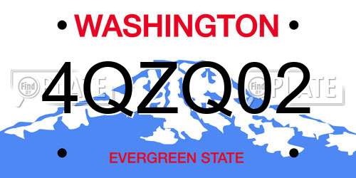 4QZQ02 Washington License Plate