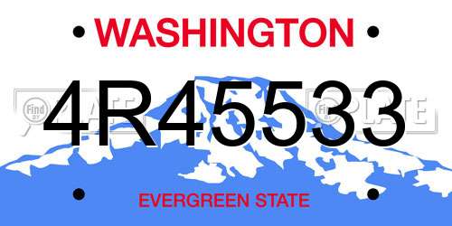 4R45533 Washington License Plate