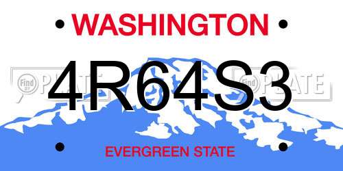 4R64S3 Washington License Plate
