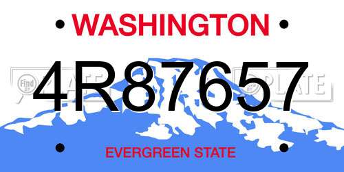 4R87657 Washington License Plate
