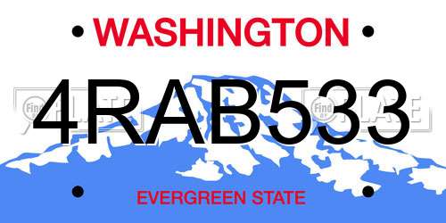 4RAB533 Washington License Plate