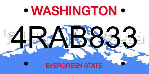 4RAB833 Washington License Plate