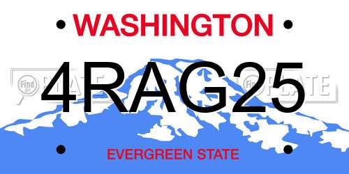 4RAG25 Washington License Plate