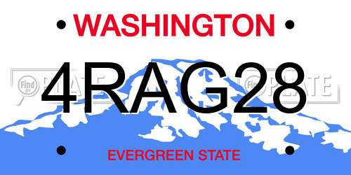 4RAG28 Washington License Plate