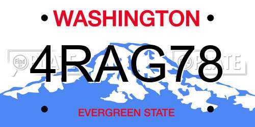 4RAG78 Washington License Plate