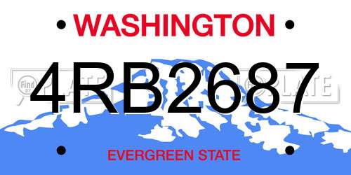 4RB2687 Washington License Plate