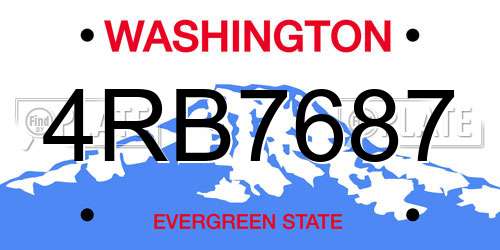4RB7687 Washington License Plate