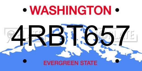 4RBT657 Washington License Plate