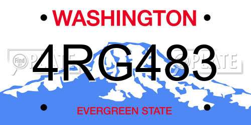4RG483 Washington License Plate
