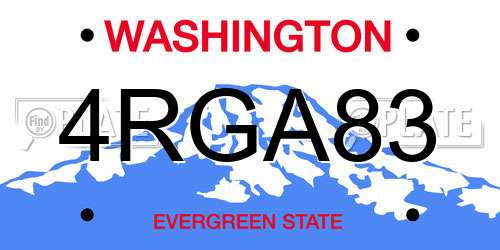 4RGA83 Washington License Plate