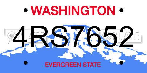 4RS7652 Washington License Plate