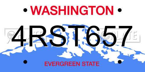 4RST657 Washington License Plate
