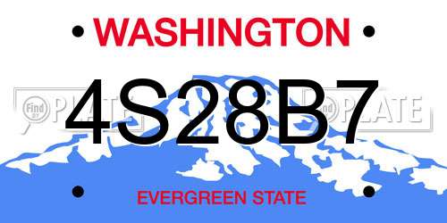 4S28B7 Washington License Plate