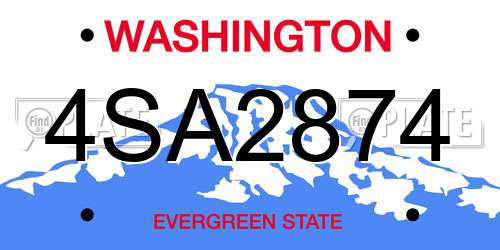 4SA2874 Washington License Plate