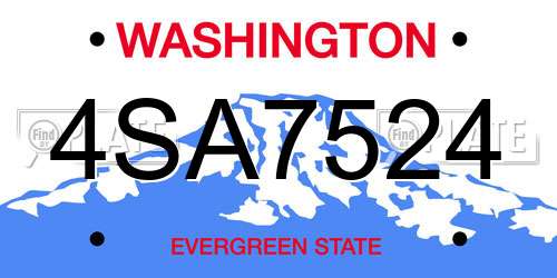 4SA7524 Washington License Plate