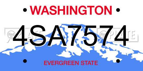 4SA7574 Washington License Plate